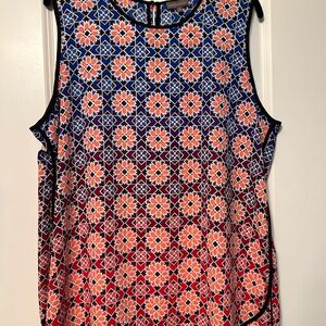 Vince Camuto Floral Geometric Sleeveless Blouse  - pink, blue and purples